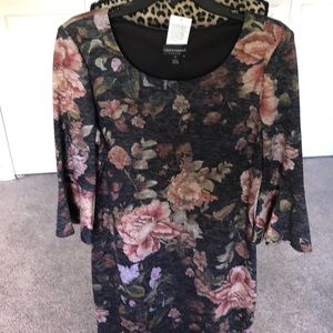 Connected Apparel gray floral w/ruffle sleeves